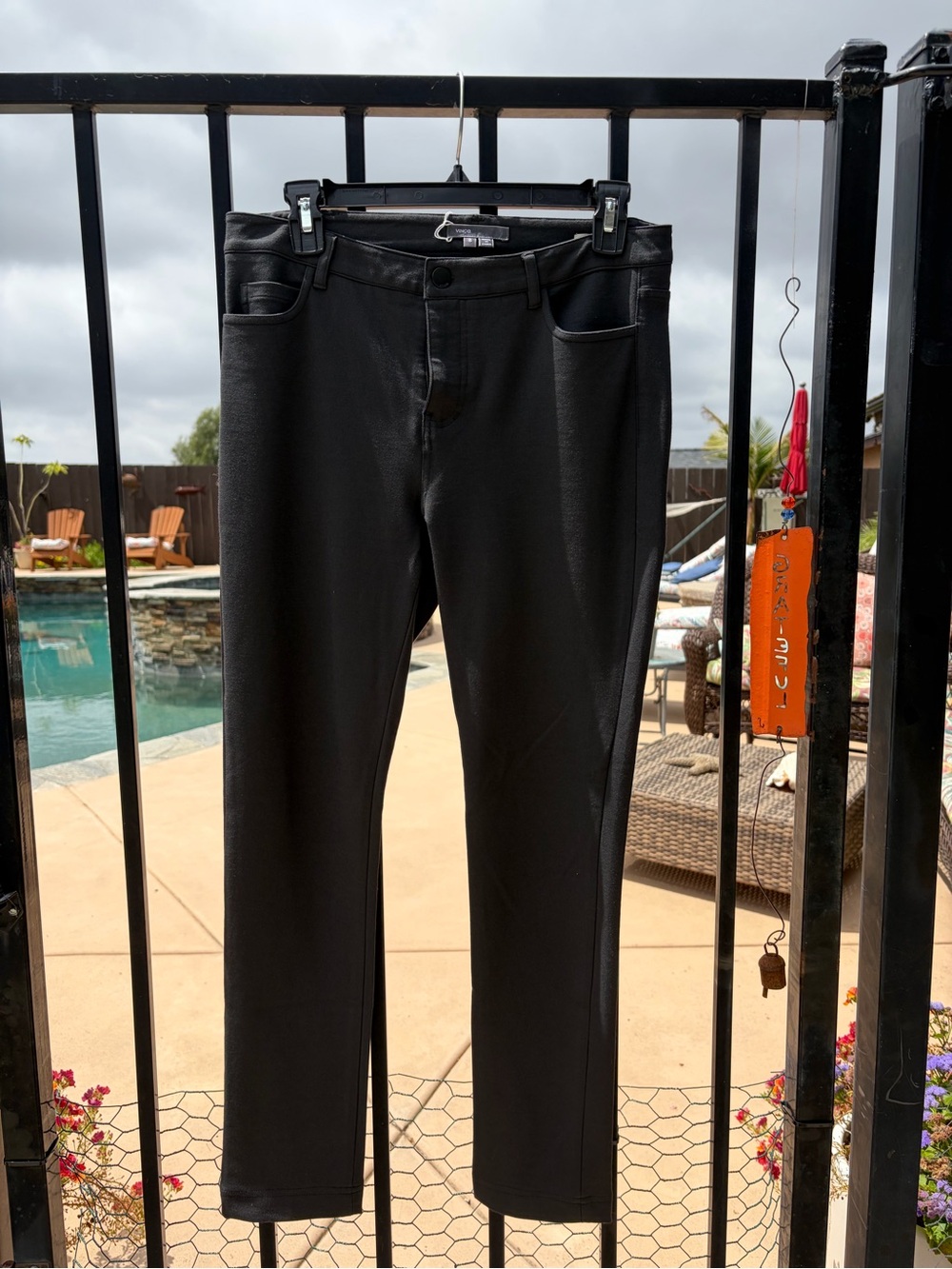 Vince Charcoal Slim High-Rise Pants